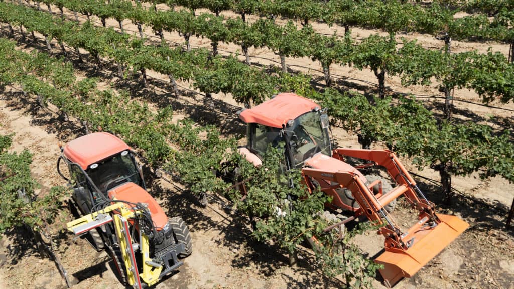 machines working in the vineyard